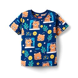 Babyhug Cotton Knit Half Sleeves Co-Ord Night Suit With Animal  Print - Navy Blue