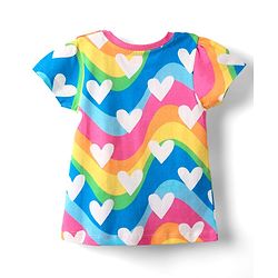 Babyhug Cotton Knit Half Sleeves Co-Ord Night Suit With Heart Print - Pink & Blue