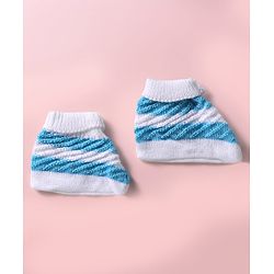 Babyhug Knitted Full Sleeves Striped Baby Sweater Set with Cap & Booties - White & Red