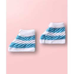 Babyhug Knitted Full Sleeves Striped Baby Sweater Set with Cap & Booties - White & Red