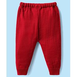 Babyhug Knitted Full Sleeves Striped Baby Sweater Set with Cap & Booties - White & Red