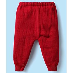 Babyhug Knitted Full Sleeves Striped Baby Sweater Set with Cap & Booties - White & Red