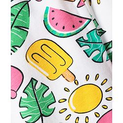 Babyhug Cotton Lycra Knit Three Fourth Fruit Printed Leggings Pack of 3 - Pink Yellow & White