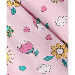 Babyhug Cotton Lycra Knit Three Fourth Leggings with Heart & Floral Print Pack of 3 - Yellow & Pink