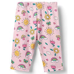 Babyhug Cotton Lycra Knit Three Fourth Leggings with Heart & Floral Print Pack of 3 - Yellow & Pink