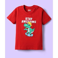 Babyhug 100% Cotton Knit Half Sleeves Striped T-Shirts with Animal Print Pack of 5 - Multicolor