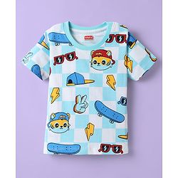 Babyhug 100% Cotton Knit Half Sleeves Striped T-Shirts with Animal Print Pack of 5 - Multicolor