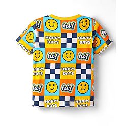 Babyhug 100% Cotton Knit Half Sleeves T-Shirt with Stripes & Smiley Print Pack of 5 - Red & Navy Blue