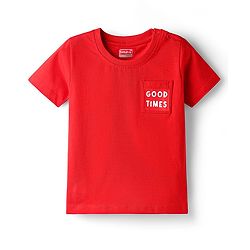 Babyhug 100% Cotton Knit Half Sleeves T-Shirt with Stripes & Smiley Print Pack of 5 - Red & Navy Blue
