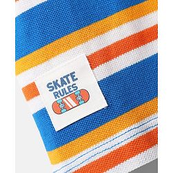 Babyhug Single Jersey Knit Half Sleeves Polo T-Shirt & Shorts Set with Stripes - Orange & Blue