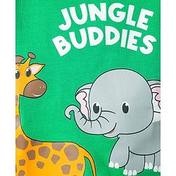 Babyhug Single Jersey Knit Half Sleeves T-Shirt & Shorts Set With Animal Print - Green & Blue