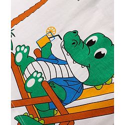 Babyhug Single Jersey Knit Half Sleeves T-Shirt & Shorts Set with Crocodile Print - Green & White