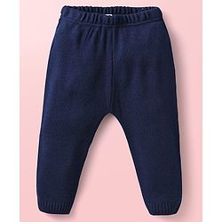 Babyhug Knit Full Sleeves Sweater Set With Stripes & Nautical Theme Design - Navy Blue