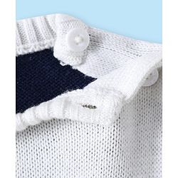 Babyhug Knit Full Sleeves Sweater Set With Stripes & Nautical Theme Design - Navy Blue