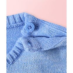 Babyhug Knit Full Sleeves Sweater Set With Stripes & Christmas Theme Design - Light Blue & White