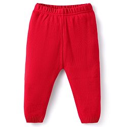 Babyhug Knitted Full Sleeves Sweater Set with Chevron Design - Red