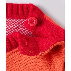 Babyhug Knitted Full Sleeves Sweater Set with Chevron Design - Red