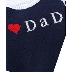 Babyhug Knitted Full Sleeves Sweater Set with Stripes & Text Design - Royal Blue