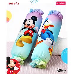 Babyhug Disney Cotton Bolsters with Mickey Face Print Set of 2 - Blue