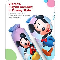 Babyhug Disney Cotton Bolsters with Mickey Face Print Set of 2 - Blue