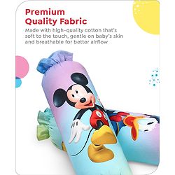 Babyhug Disney Cotton Bolsters with Mickey Face Print Set of 2 - Blue