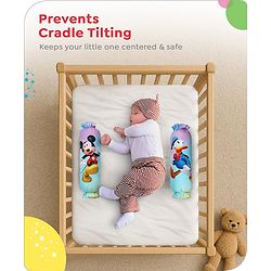 Babyhug Disney Cotton Bolsters with Mickey Face Print Set of 2 - Blue