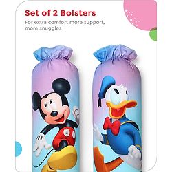 Babyhug Disney Cotton Bolsters with Mickey Face Print Set of 2 - Blue