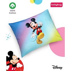 Babyhug Disney Cotton Rectangular Pillow With Smiley Mickey Face Print - Blue