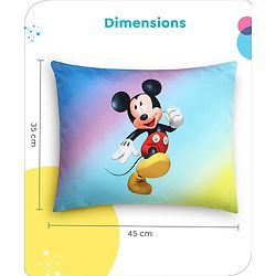 Babyhug Disney Cotton Rectangular Pillow With Smiley Mickey Face Print - Blue