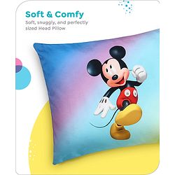 Babyhug Disney Cotton Rectangular Pillow With Smiley Mickey Face Print - Blue