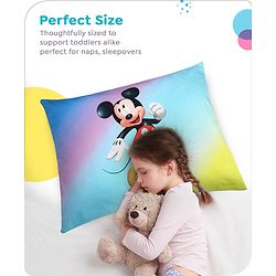 Babyhug Disney Cotton Rectangular Pillow With Smiley Mickey Face Print - Blue