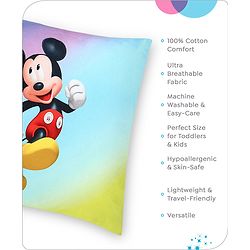 Babyhug Disney Cotton Rectangular Pillow With Smiley Mickey Face Print - Blue