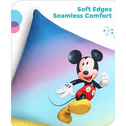 Babyhug Disney Cotton Rectangular Pillow With Smiley Mickey Face Print - Blue