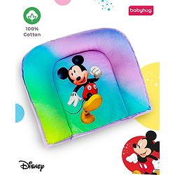 Babyhug Disney Cotton U Shape Pillow with Smiley Mickey Face Print - Blue