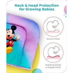 Babyhug Disney Cotton U Shape Pillow with Smiley Mickey Face Print - Blue