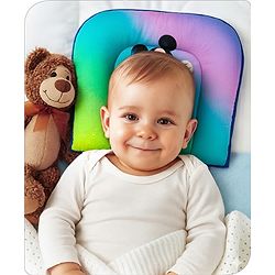 Babyhug Disney Cotton U Shape Pillow with Smiley Mickey Face Print - Blue