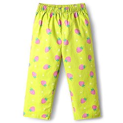 Babyhug Cotton Woven Half Sleeves Co-Ords Nightsuit With Strawberry Print - Green