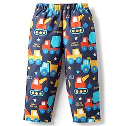 Babyhug 100% Cotton Woven Half Sleeves Co-ords Night Suit With Vehicle Print - Navy Blue