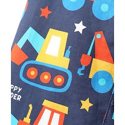 Babyhug 100% Cotton Woven Half Sleeves Co-ords Night Suit With Vehicle Print - Navy Blue
