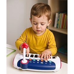 Babyhug Musical Piano with Microphone| Battery Operated|Teaching Mode| Record & Play Mode| Volume Control| Fun Lights|(Colour may vary)