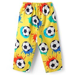 Babyhug 100% Cotton Woven Half Sleeves Co-ords Night Suit With Football Print - Yellow