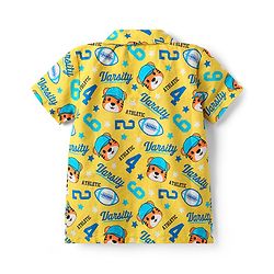 Babyhug Cotton Woven Half Sleeves Co-ords Night Suit With Tiger Print - Yellow