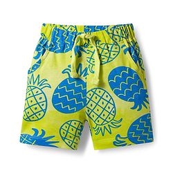 Babyhug Single Jersey Knit Half Sleeves Front Open Co-Ord Shirt and Shorts Set with Tropical Print - Neon Green