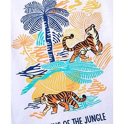 Babyhug Single Jersey Knit Half Sleeves T-Shirt & Shorts Set with Jungle Theme Print - White