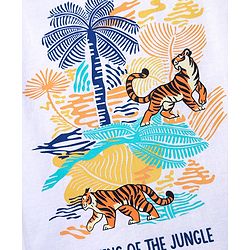 Babyhug Single Jersey Knit Half Sleeves T-Shirt & Shorts Set with Jungle Theme Print - White