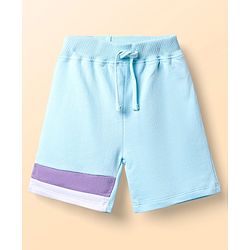 Babyhug Single Jersey Knit Half Sleeves Cut & Sew T-Shirt & Shorts Set with Text Print - Aqua Blue