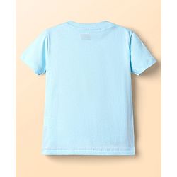 Babyhug Single Jersey Knit Half Sleeves Cut & Sew T-Shirt & Shorts Set with Text Print - Aqua Blue