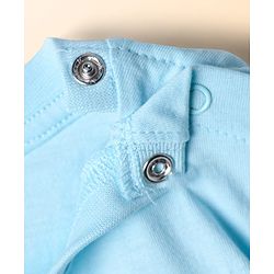 Babyhug Single Jersey Knit Half Sleeves Cut & Sew T-Shirt & Shorts Set with Text Print - Aqua Blue