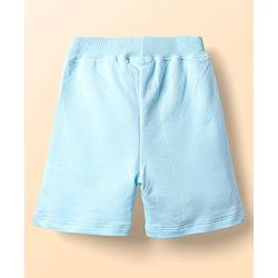 Babyhug Single Jersey Knit Half Sleeves Cut & Sew T-Shirt & Shorts Set with Text Print - Aqua Blue