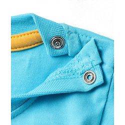 Babyhug Single Jersey Knit Half Sleeves T-Shirt & Shorts Set With Beach Print - Light Blue & Yellow